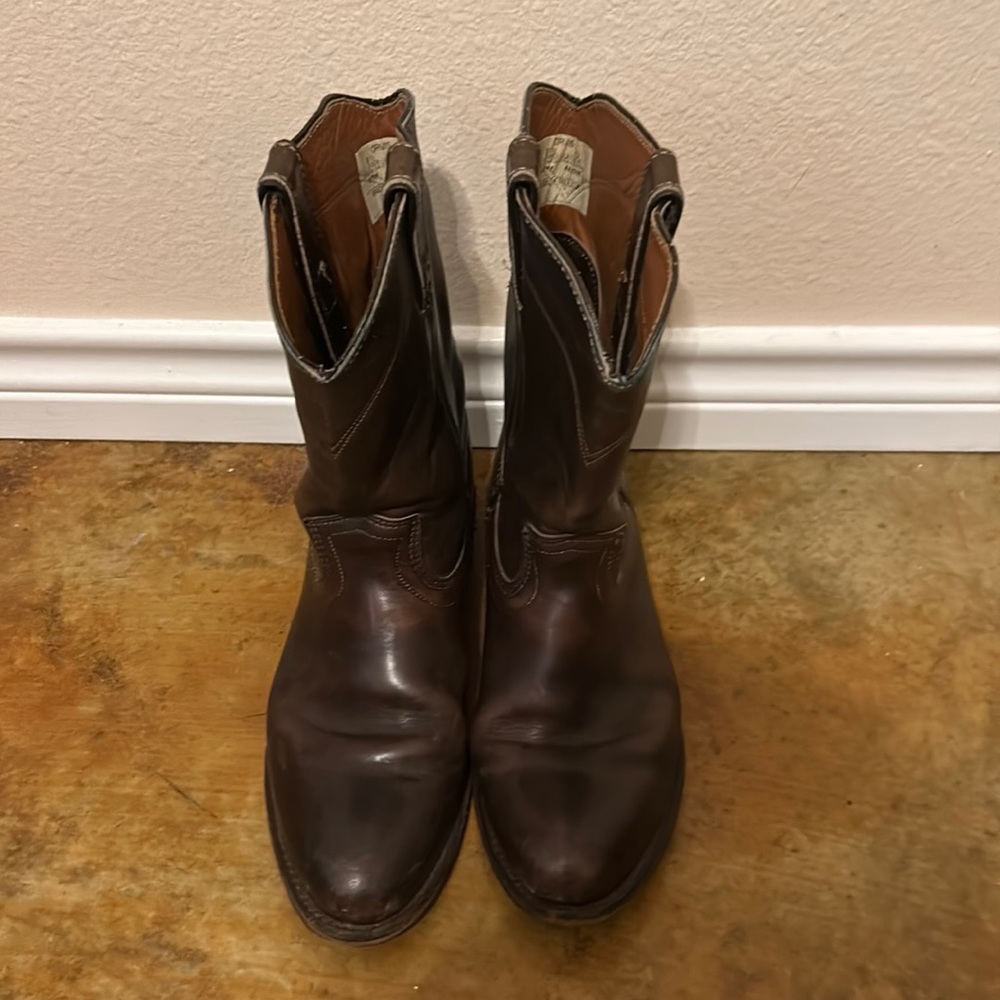 Vintage Orvis Made in USA Roper Cowboy Boots Brown Leather 8.5 D
